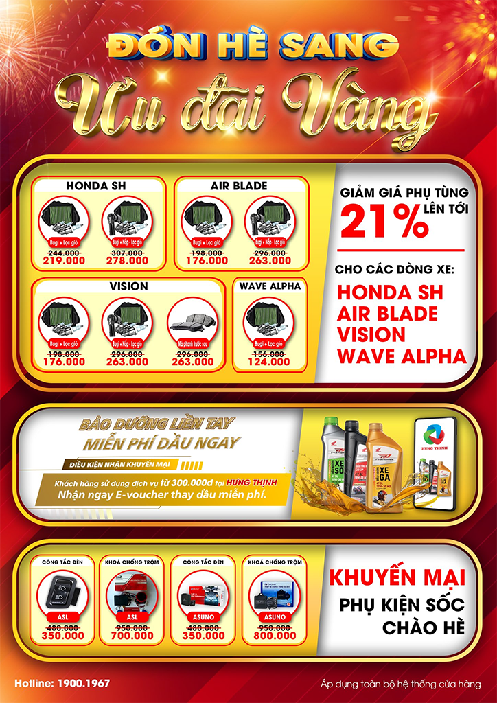 Ưu Đãi Vàng tại Xe Máy Hưng Thịnh Thái Bình
